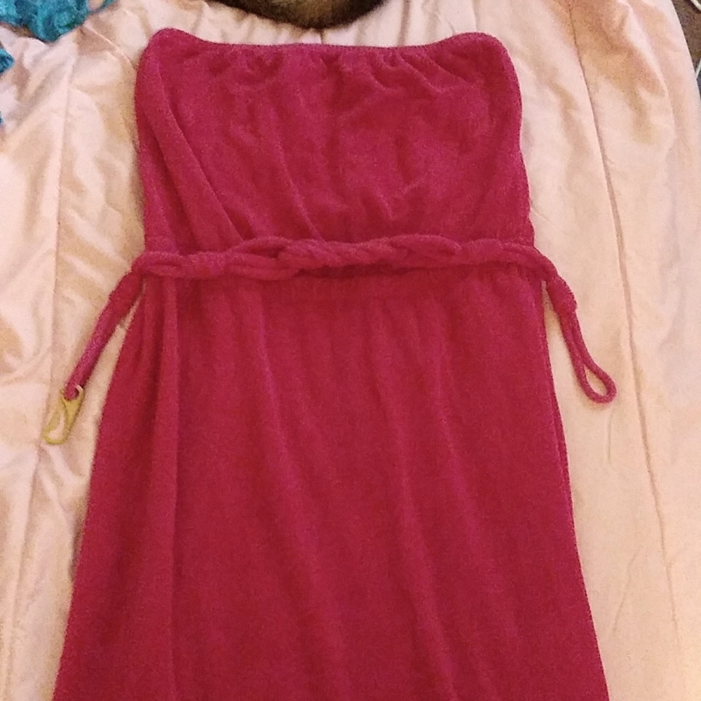 Juicy couture long pink towel cover up clasp waistband size small